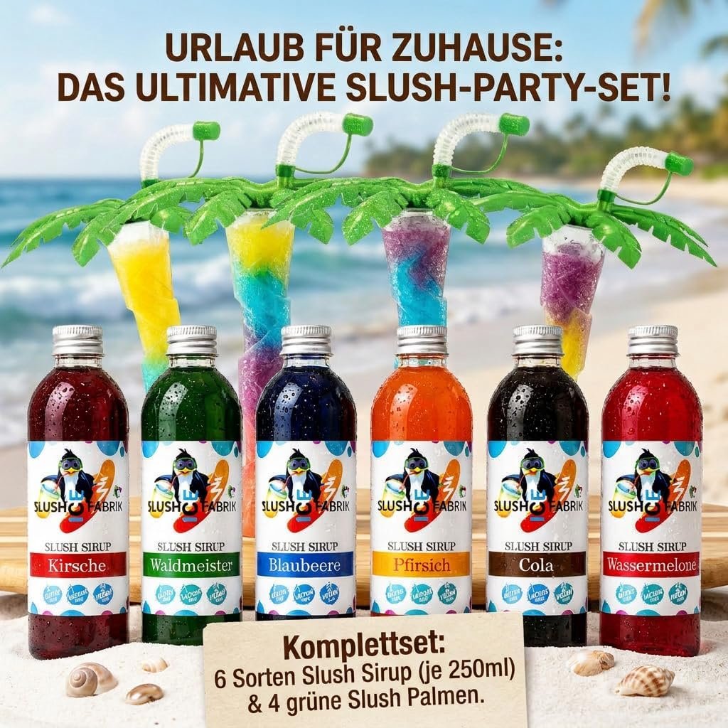 🥤 Slush Sirup Set 6 Sorten + 4 grüne Palmen 250 ml 1:5 AZO frei ohne Glyzerin - Image 2