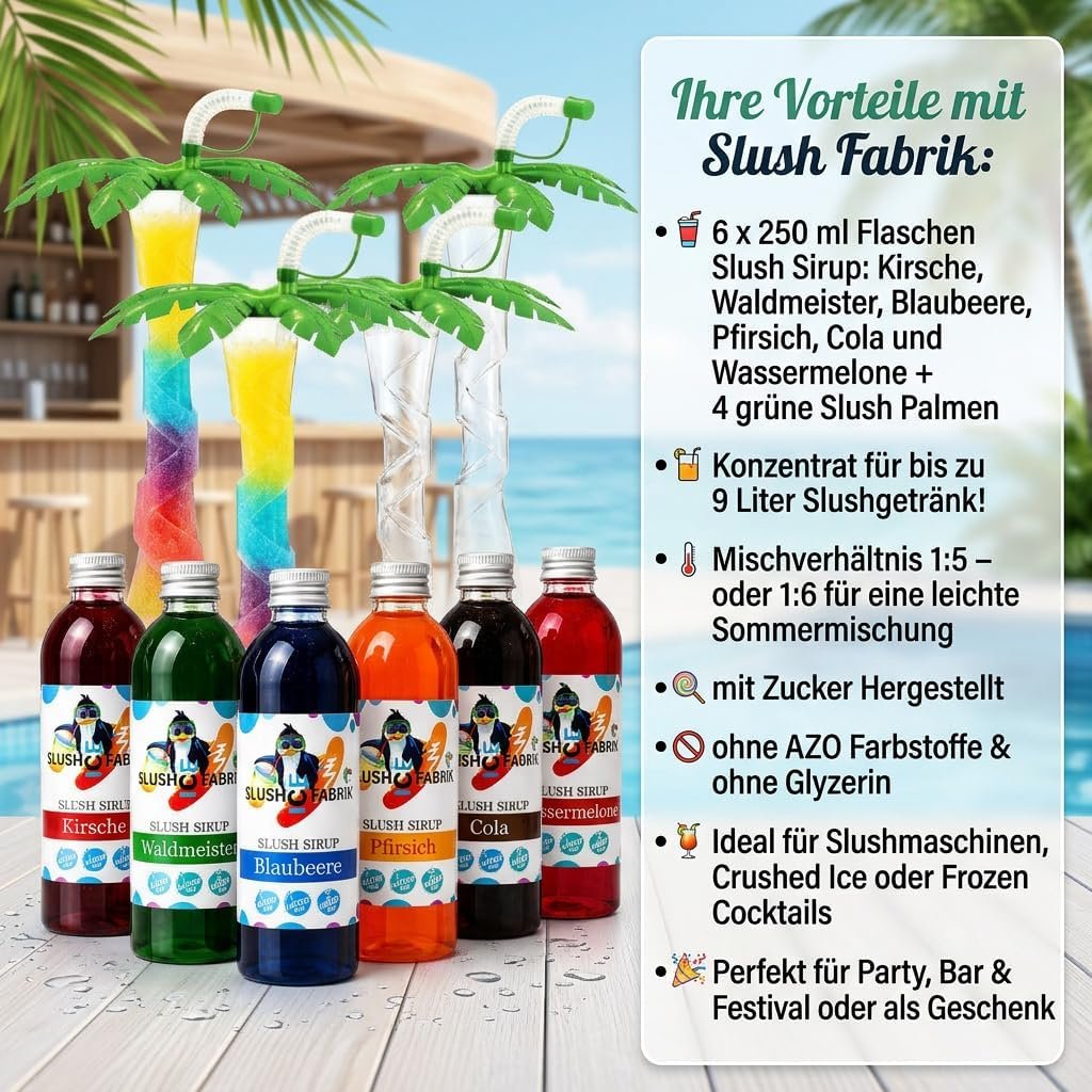 🥤 Slush Sirup Set 6 Sorten + 4 grüne Palmen 250 ml 1:5 AZO frei ohne Glyzerin - Image 4