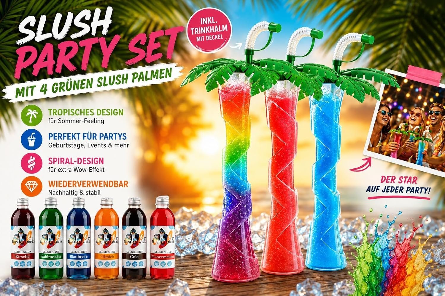 🥤 Slush Sirup Set 6 Sorten + 4 grüne Palmen 250 ml 1:5 AZO frei ohne Glyzerin - Image 7