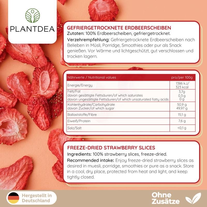 Erdbeeren Gefriergetrocknet I Knusprige Erdbeerscheiben I Ohne Zuckerzusatz I Gefriergetrocknete Früchte I Freeze-dried strawberries | PlantDEA - Image 4
